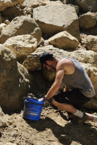 a visitor searching for gemstones at Bushy Creek Mine